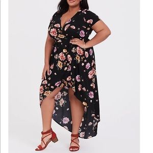 Torrid black floral challis romper